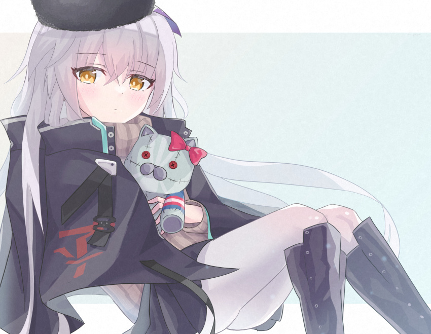 1girl, absurdres, bow, bowtie, charlotta_skopovskaya, commentary_request, grey_hair, hat