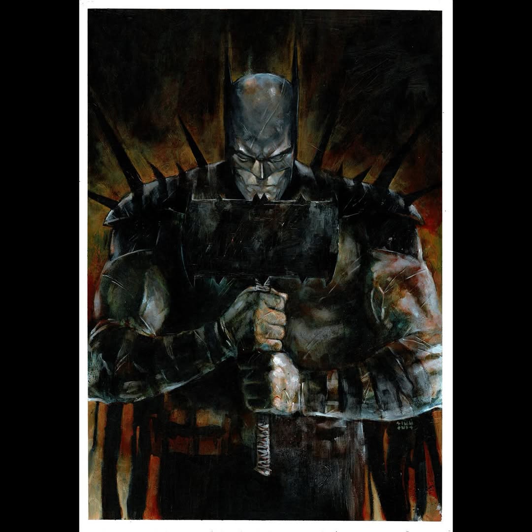 1boy, absolute_batman, absolute_dc, axe, back_spikes, bat_mask, batman, batman_(absolute_dc)
