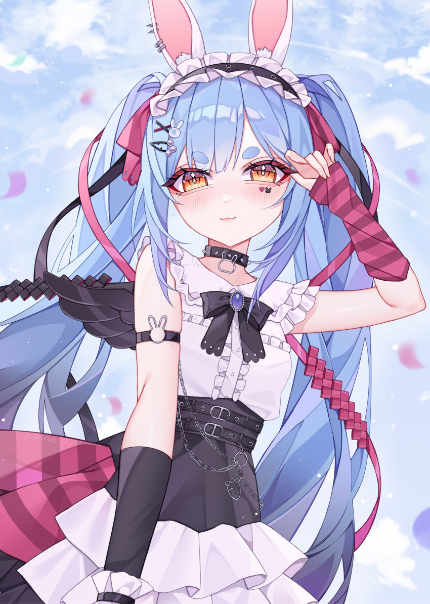 1girl, :3, absurdres, animal_ear_fluff, animal_ears, arm_strap, artist_name, belt