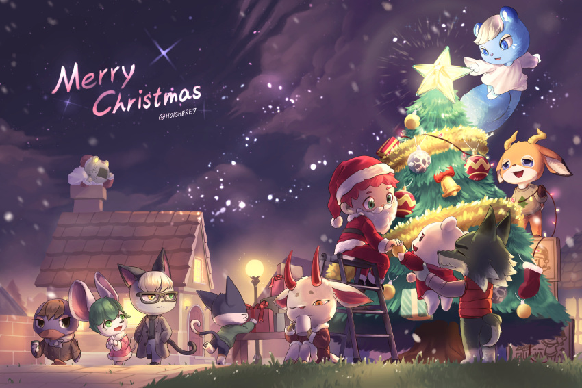 5boys, 5girls, absurdres, animal_crossing, beau_(animal_crossing), bree_(animal_crossing), brown_hair, cat_boy