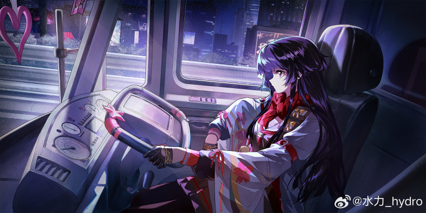 1girl, black_hair, chinese_commentary, commentary_request, dashboard, driving, from_side, girls'_frontline_2:_exilium