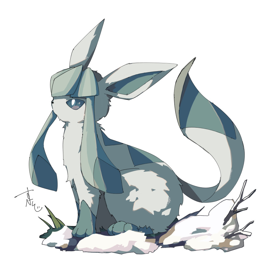 animal_focus, blue_eyes, blue_fur, blue_sclera, colored_sclera, glaceon, highres, no_humans