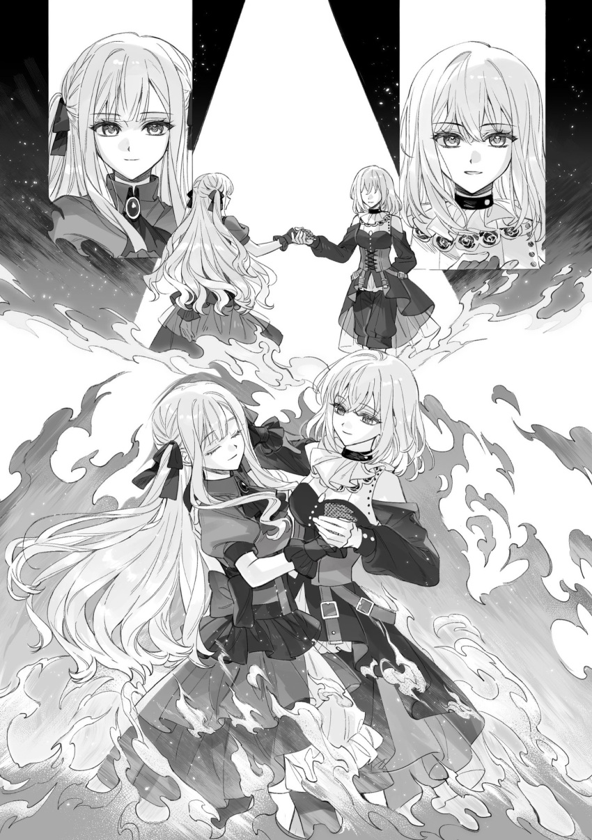 2girls, ascot, bang_dream!, bang_dream!_it's_mygo!!!!!, closed_eyes, closed_mouth, commentary_request, commission
