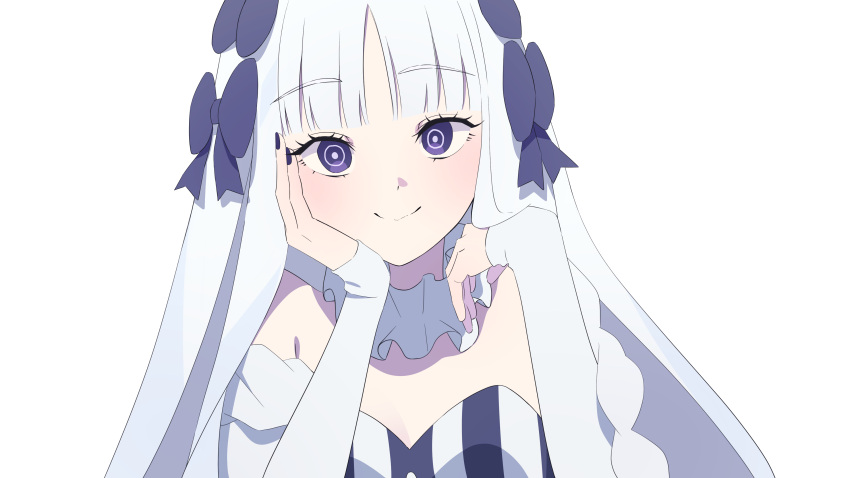 1girl, absurdres, asanea910, black_bow, bow, closed_mouth, commentary, detached_collar