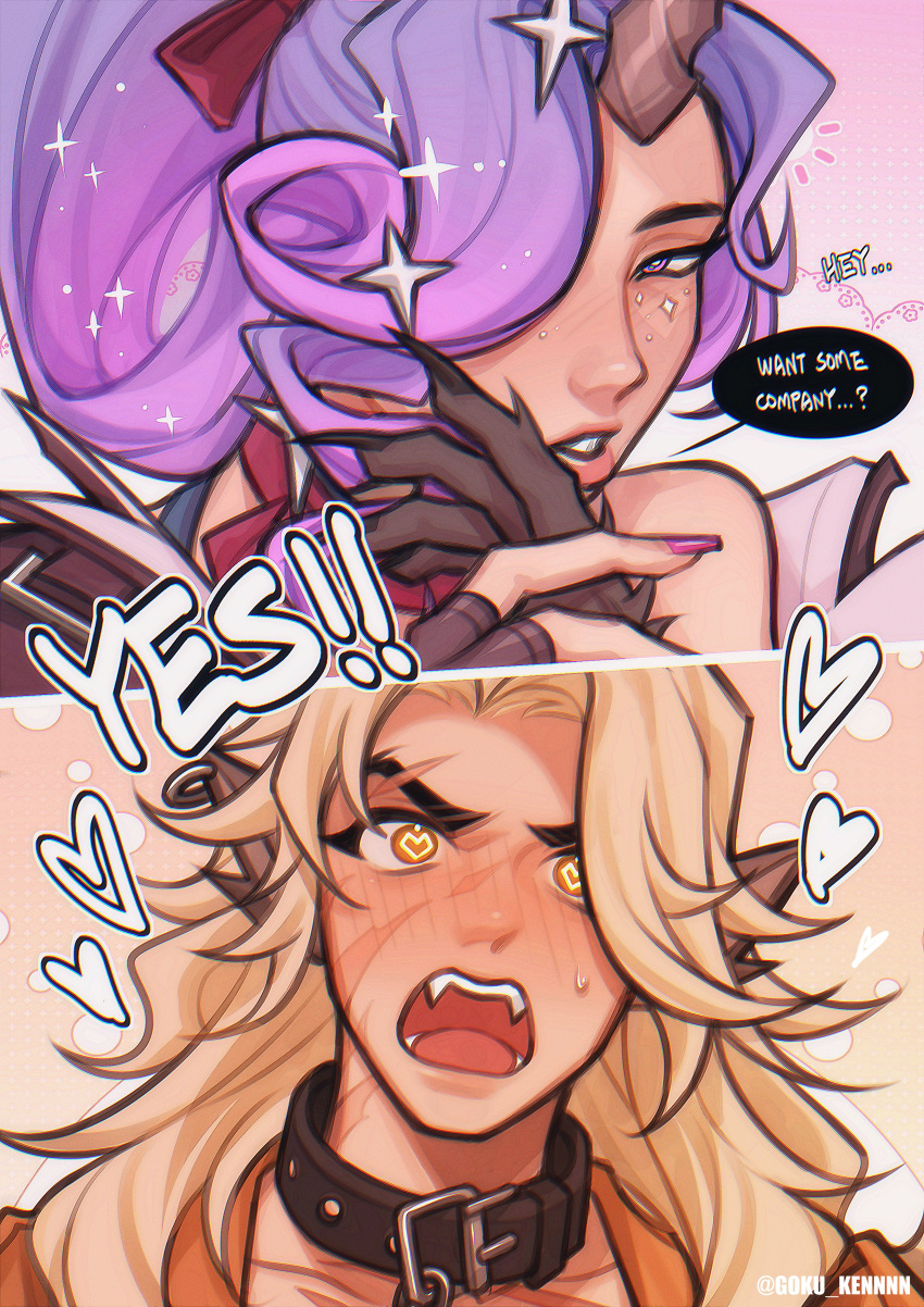 2girls, absurdres, animal_collar, animal_ears, celeste_(deadlock), collar, commentary, deadlock_(game)