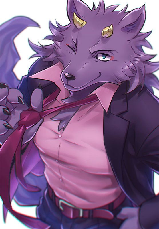 1boy, animal_ears, bathym_(housamo), bulge, claws, closed_mouth, commentary_request, furry