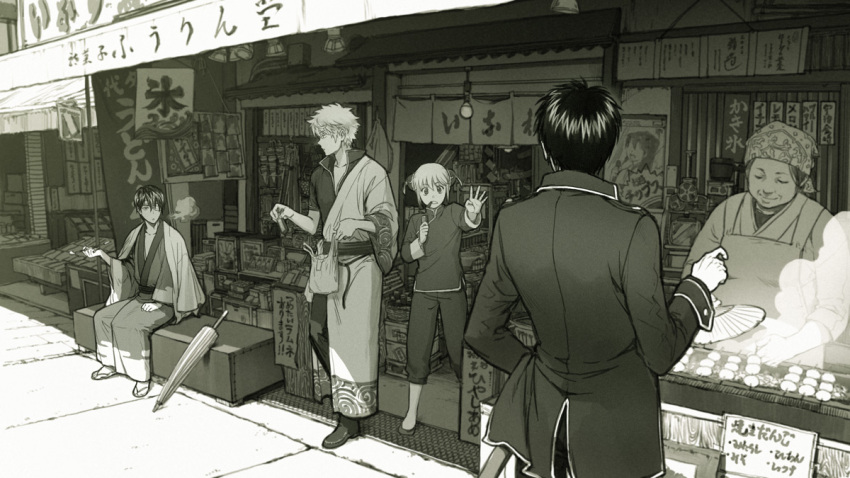 3boys, bandage, bandages, black_hair, chinese_clothes, dango, double_bun, eyepatch