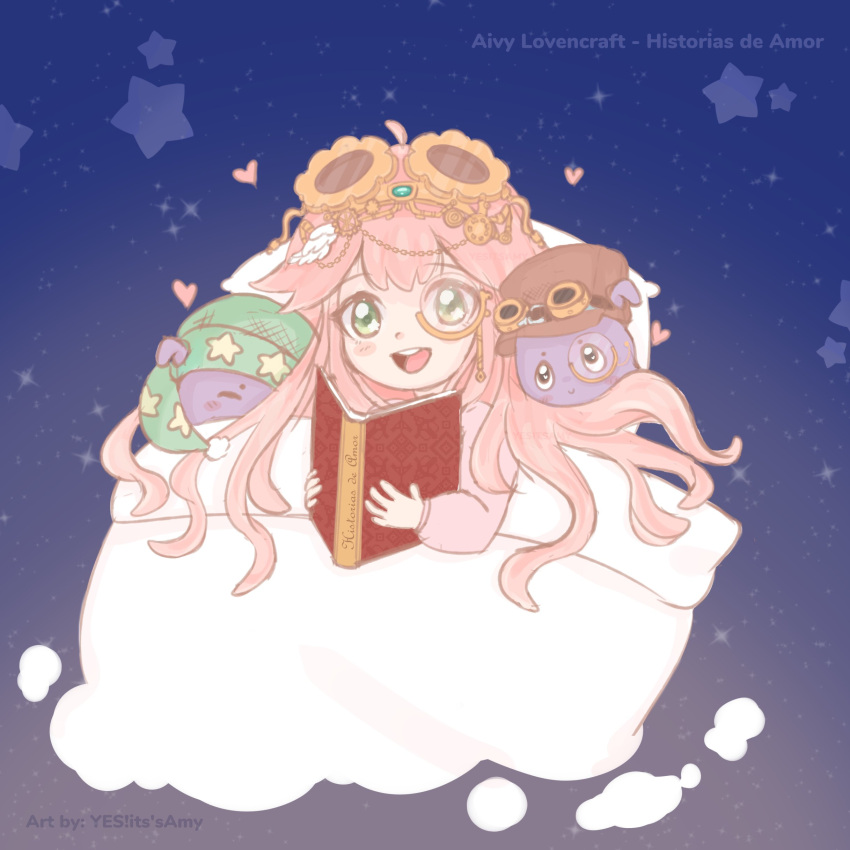 1girl, absurdres, aivy_lovencraft, craftito, fanart, goggles, goggles_on_head, green_eyes