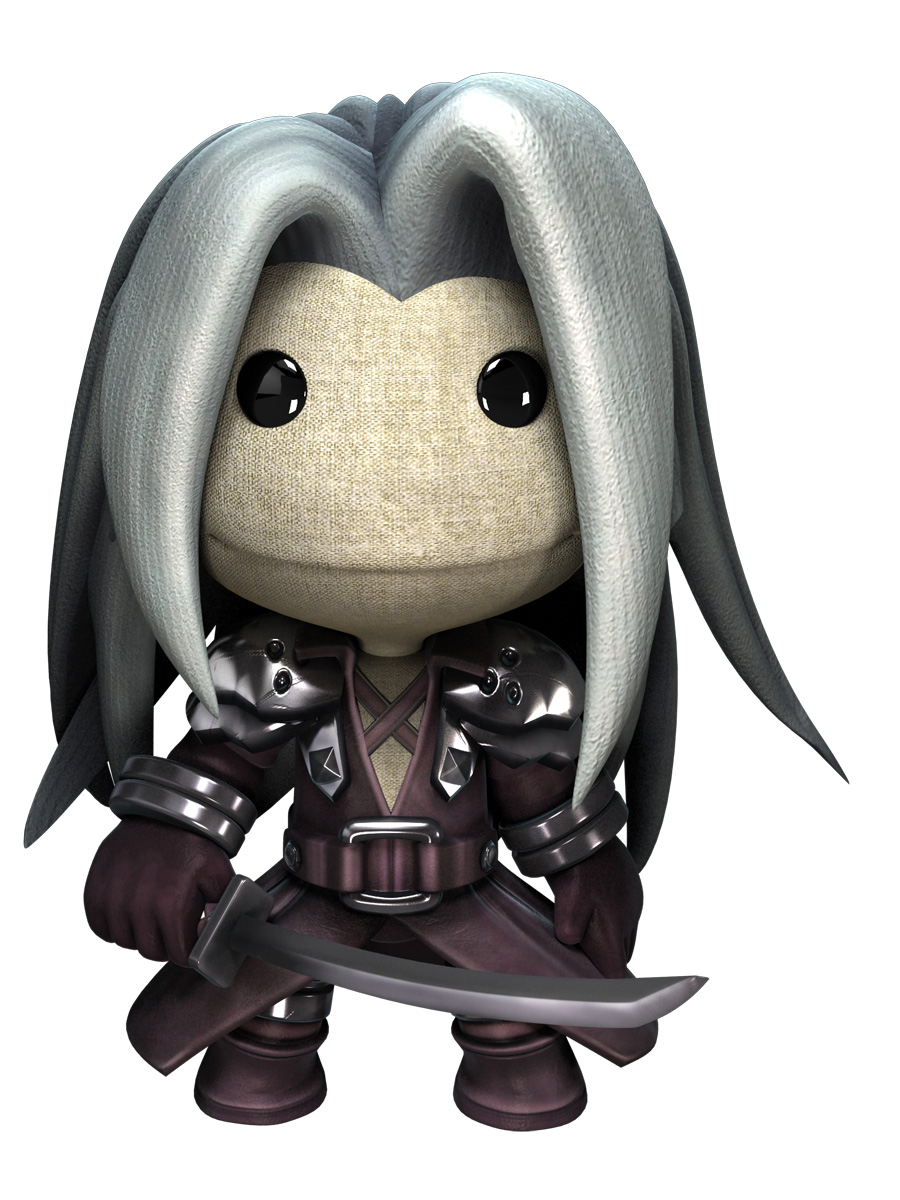 expressionless, final_fantasy, final_fantasy_vii, highres, littlebigplanet, long_hair, looking_at_viewer, male