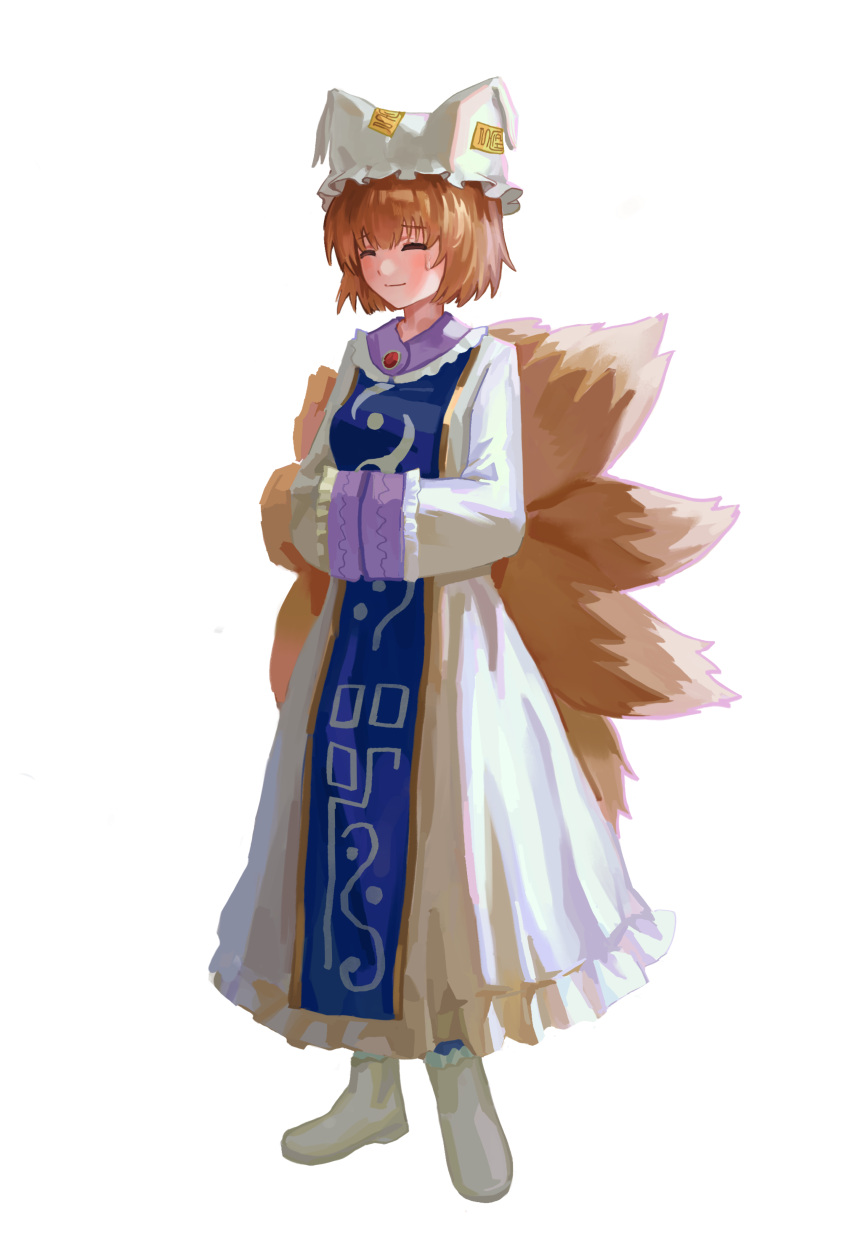 1girl, absurdres, animal_ears, animal_hat, blonde_hair, blue_tabard, breasts, chinese_commentary