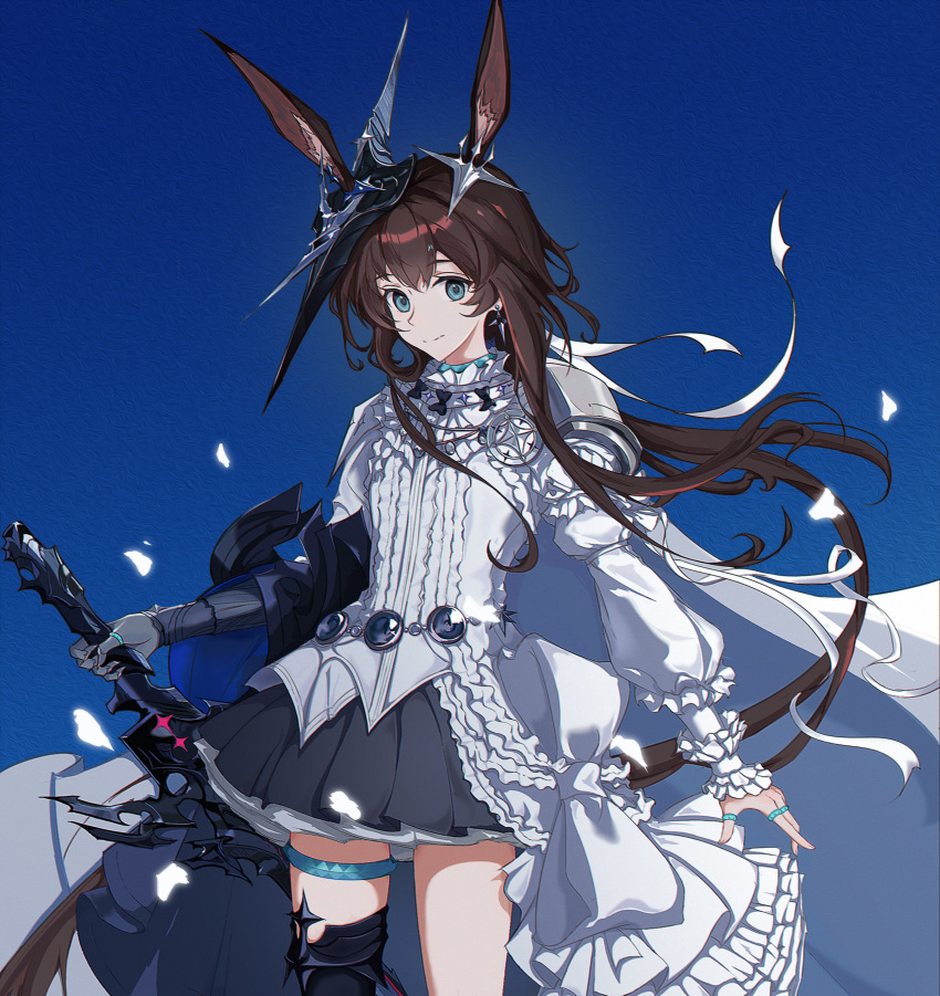 1girl, absurdres, amiya_(arknights), amiya_(guard)_(arknights), amiya_(guard)_(in_a_myriad_of_universes)_(arknights), animal_ears, arknights, armor
