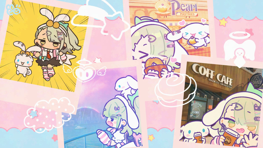 >_<, 1girl, arm_warmers, bandaid, bandaid_hair_ornament, chibi, chibi_only, collared_shirt