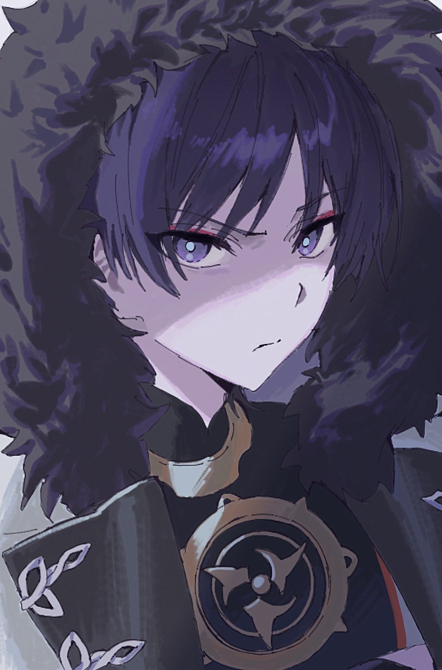 1boy, black_hood, black_shirt, blunt_ends, bright_pupils, closed_mouth, coat, commentary_request