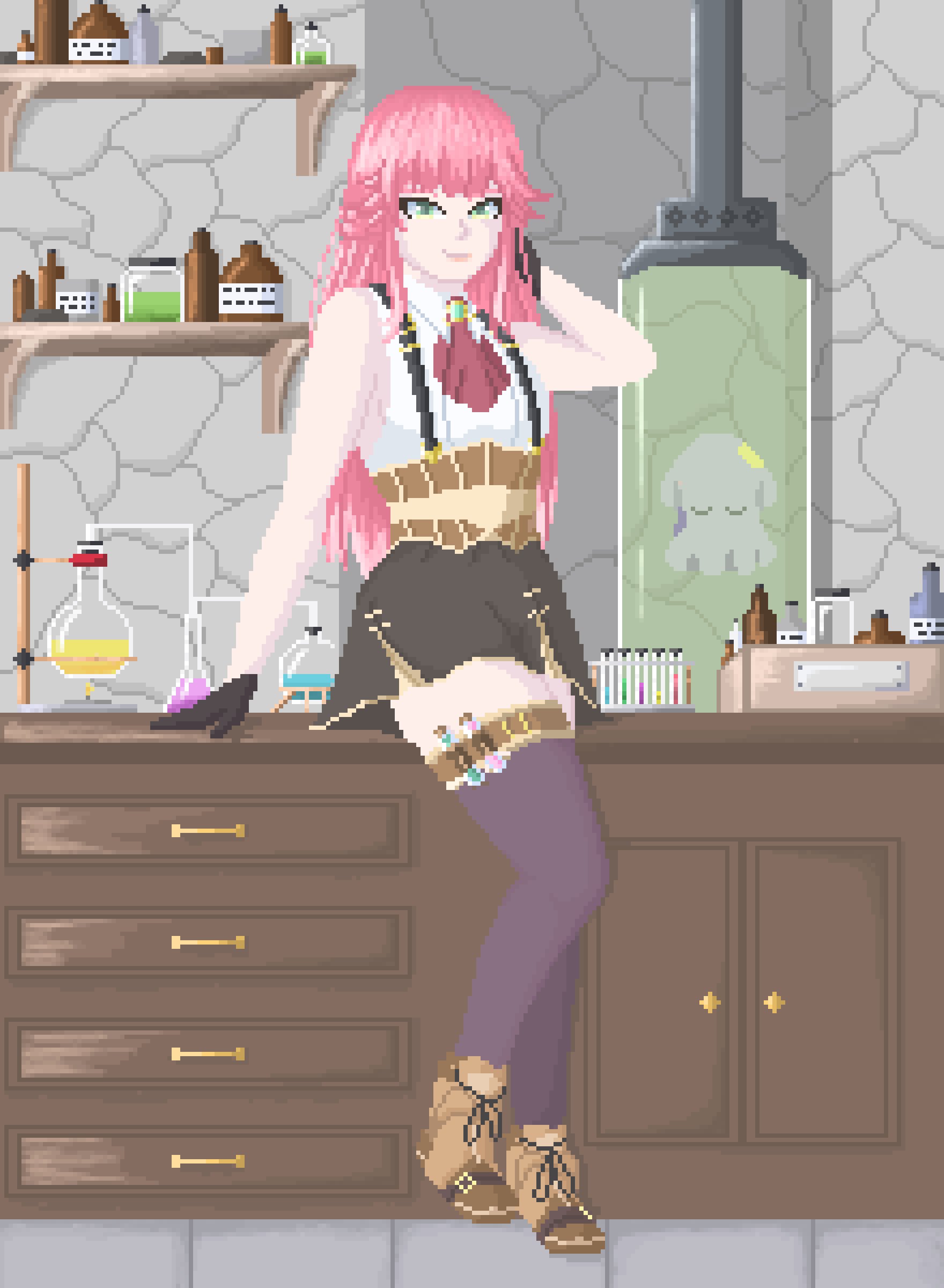 1girl, absurdres, aivy_lovencraft, craftito, fanart, green_eyes, highres, indie_virtual_youtuber