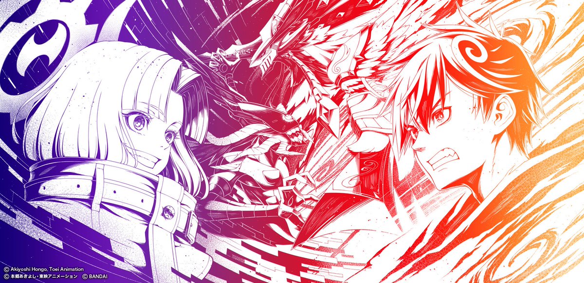 1boy, 1other, battle, clenched_teeth, digimon, digimon_card_game, digimon_liberator, dragon