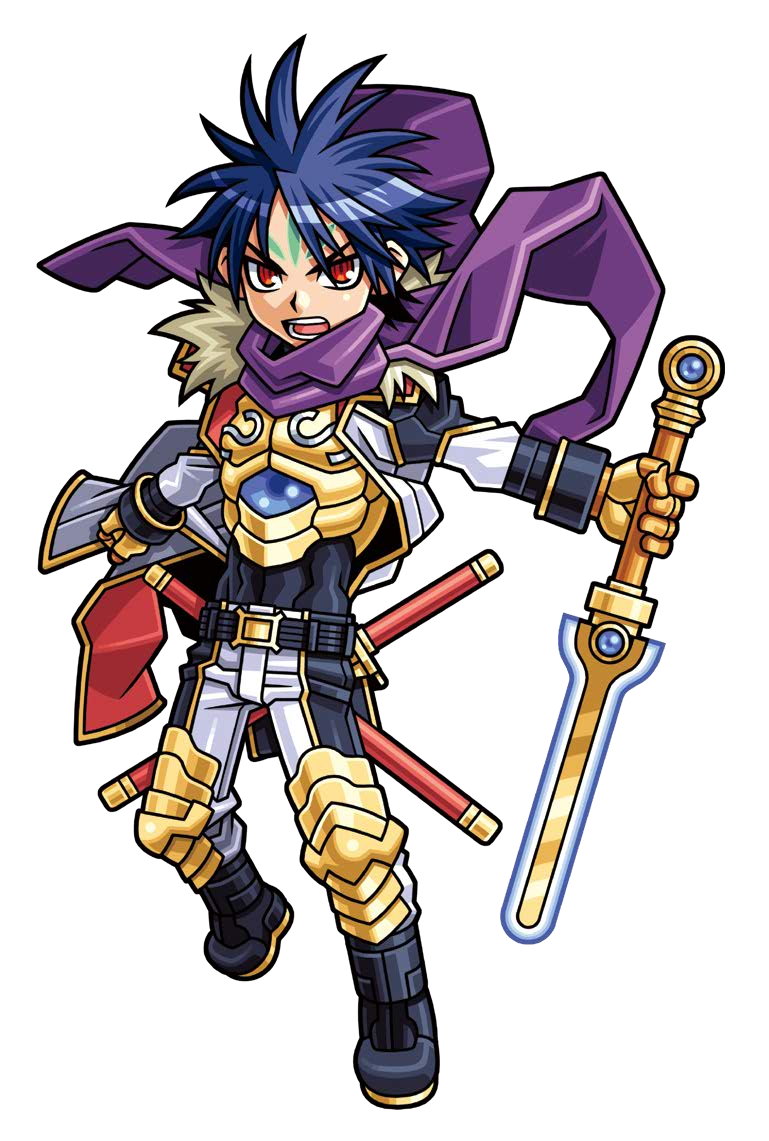 1boy, ankle_boots, armor, belt, black_belt, black_boots, black_jacket, black_shirt, blue_hair, boots, facial_mark, forehead_mark, fur-trimmed_jacket, fur_trim, gold_armor, gold_gloves, gold_trim, harakawa_mitsuhiro, holding, holding_sword, holding_weapon, jacket, knee_guards, multicolored_jacket, official_art, open_clothes, open_jacket, open_mouth, pants, purple_scarf, red_eyes, ryuuga_(shinrabanshou), scarf, sheath, shinrabanshou, shirt, short_hair, solo, sword, teeth, third-party_source, transparent_background, weapon, white_jacket, white_pants