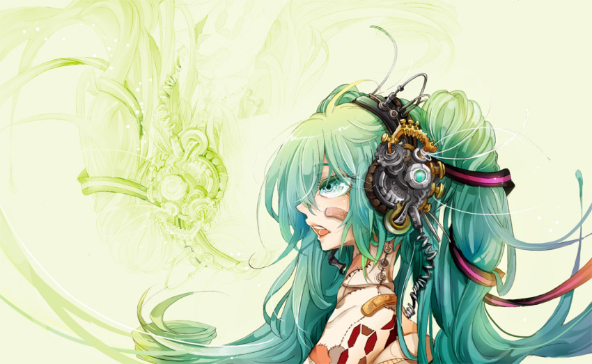 ajio78, aqua_eyes, aqua_hair, asturiki_jiwo, bad_id, bandaid, hatsune_miku, headphones, long_hair, solo, twintails, vocaloid