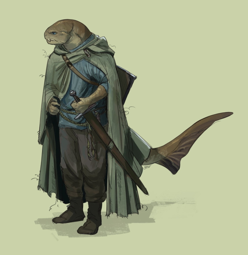 1boy, a_song_of_ice_and_fire, animification, black_shoes, blue_tunic, boots, duncan_the_tall, dunkleosteus