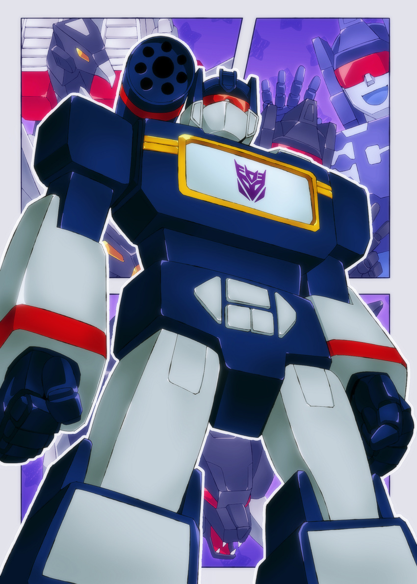arms_at_sides, assault_visor, commentary_request, decepticon, frenzy_(transformers), highres, insignia, komedamugi