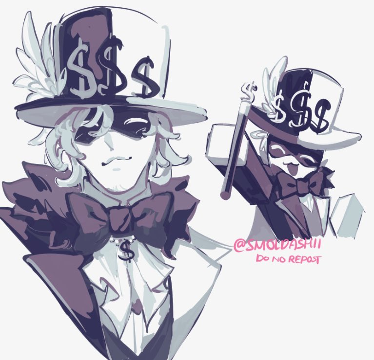 1boy, :3, artful_(die_of_death), black_bow, black_bowtie, black_hat, black_jacket, bow
