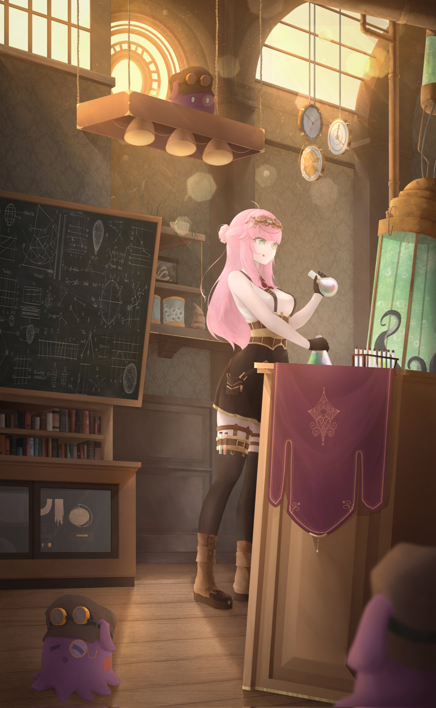 1girl, absurdres, aivy_lovencraft, boots, closed_eyes, commentary, craftito, fanart