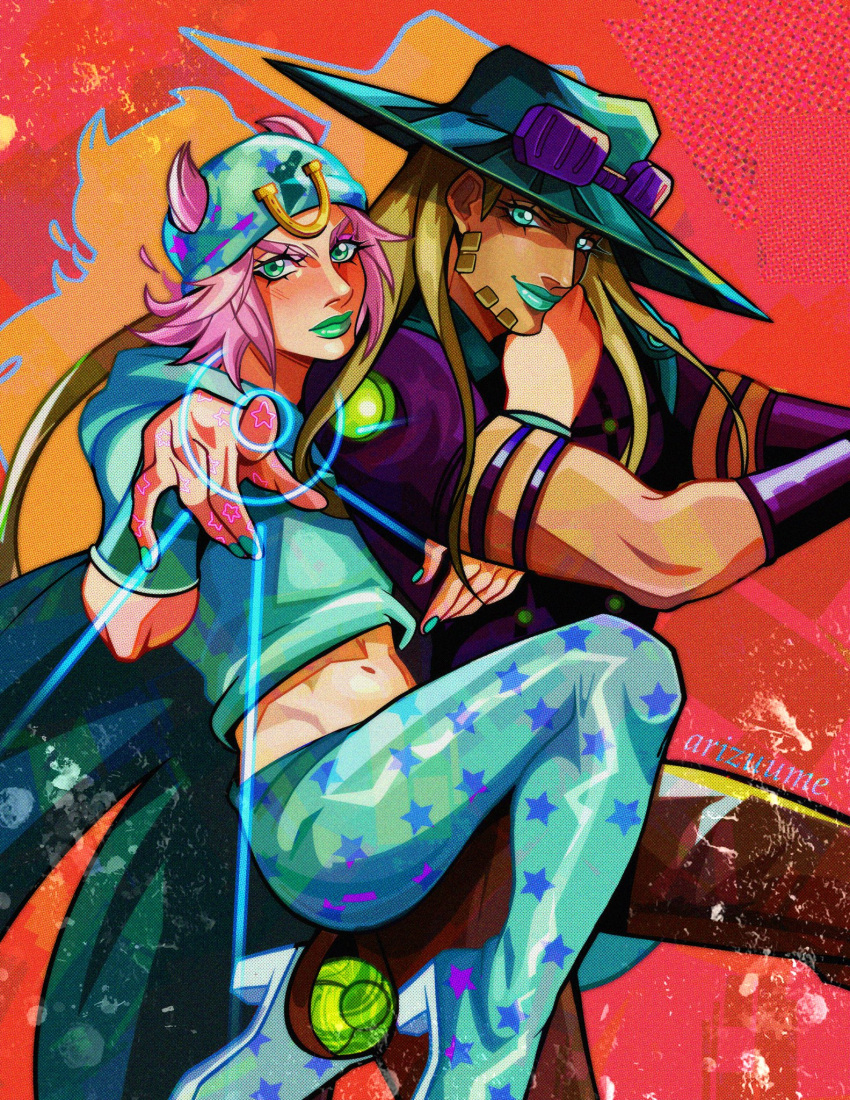 2boys, aqua_eyes, aqua_hat, aqua_hoodie, aqua_lips, aqua_nails, aqua_pants, arizuume