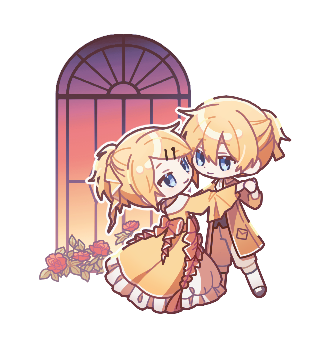 1boy, 1girl, aku_no_meshitsukai_(vocaloid), aku_no_musume_(series), aku_no_musume_(vocaloid), allen_avadonia, black_vest, blonde_hair