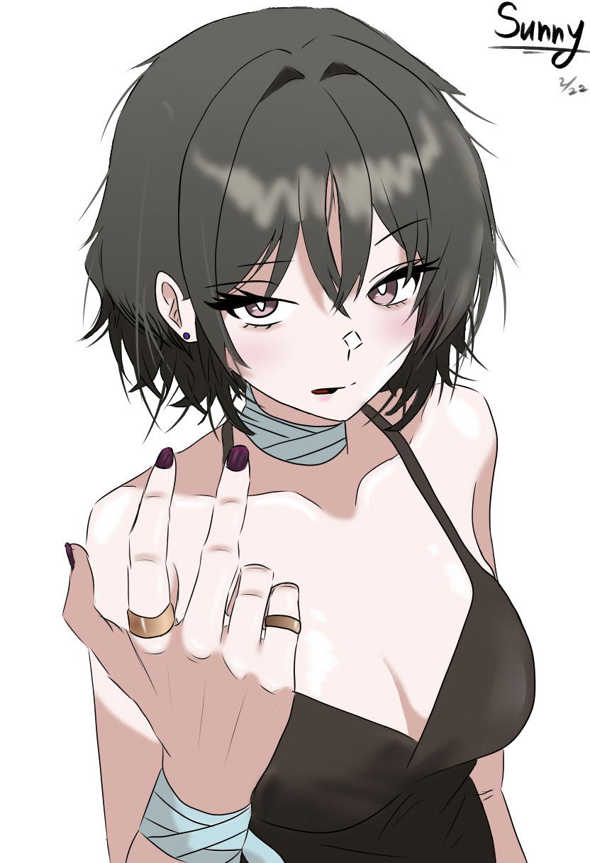 artist_name, bare_shoulders, bdsm, black_hair, blue_archive, bondage, bound, dated