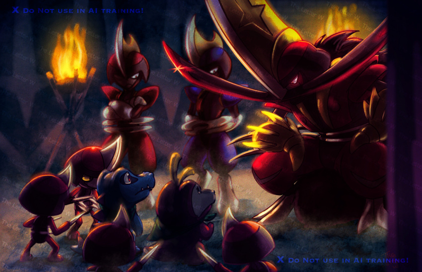 6+others, adversarial_noise, alternate_color, apple, arm_blade, arms_behind_back, behind_another, bisharp