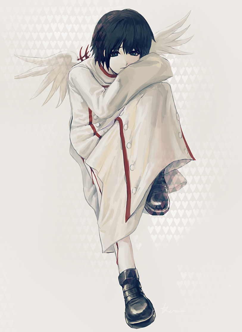 1boy, baroque_(series), black_hair, full_body, long_sleeves, looking_at_viewer, male_focus, pngheavy