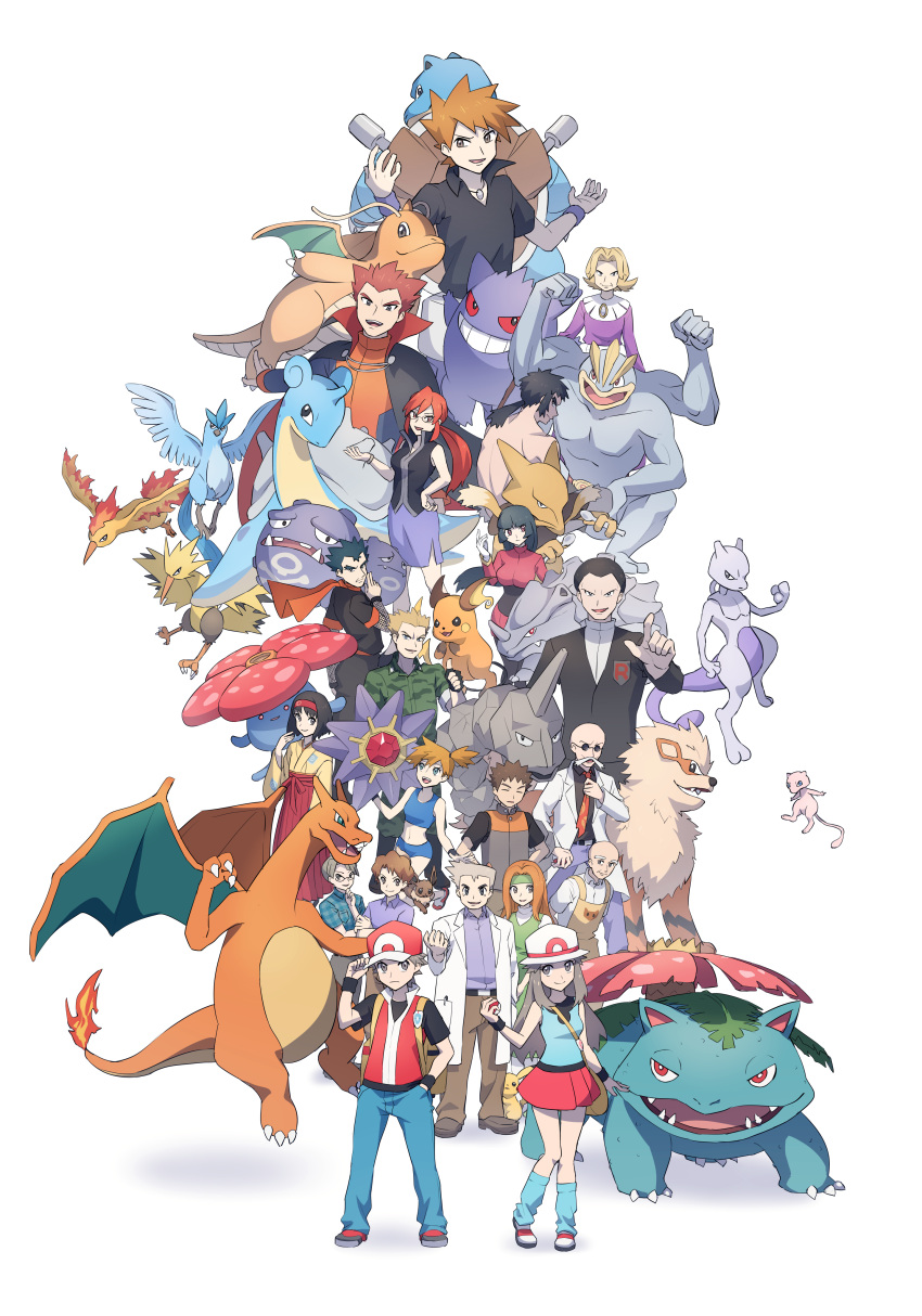 6+boys, 6+girls, absurdres, agatha_(pokemon), alakazam, apron, arcanine, articuno
