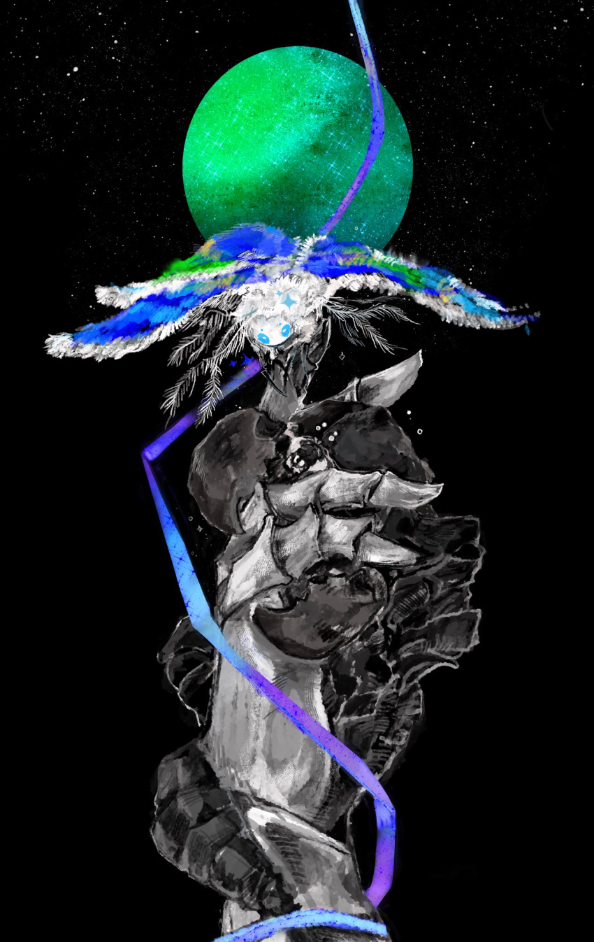 2others, antennae, black_background, blue_eyes, bug, claws, commentary, elden_ring