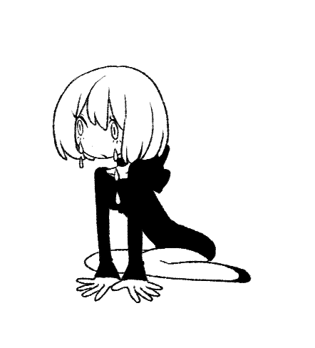 1girl, bianca_(biz), black_dress, crying, crying_with_eyes_open, dress, facing_to_the_side, kneeling