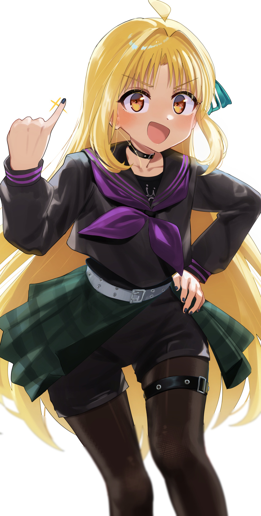 1girl, absurdres, ahoge, awa_subaru, awa_subaru_(cosplay), belt, black_choker, black_nails