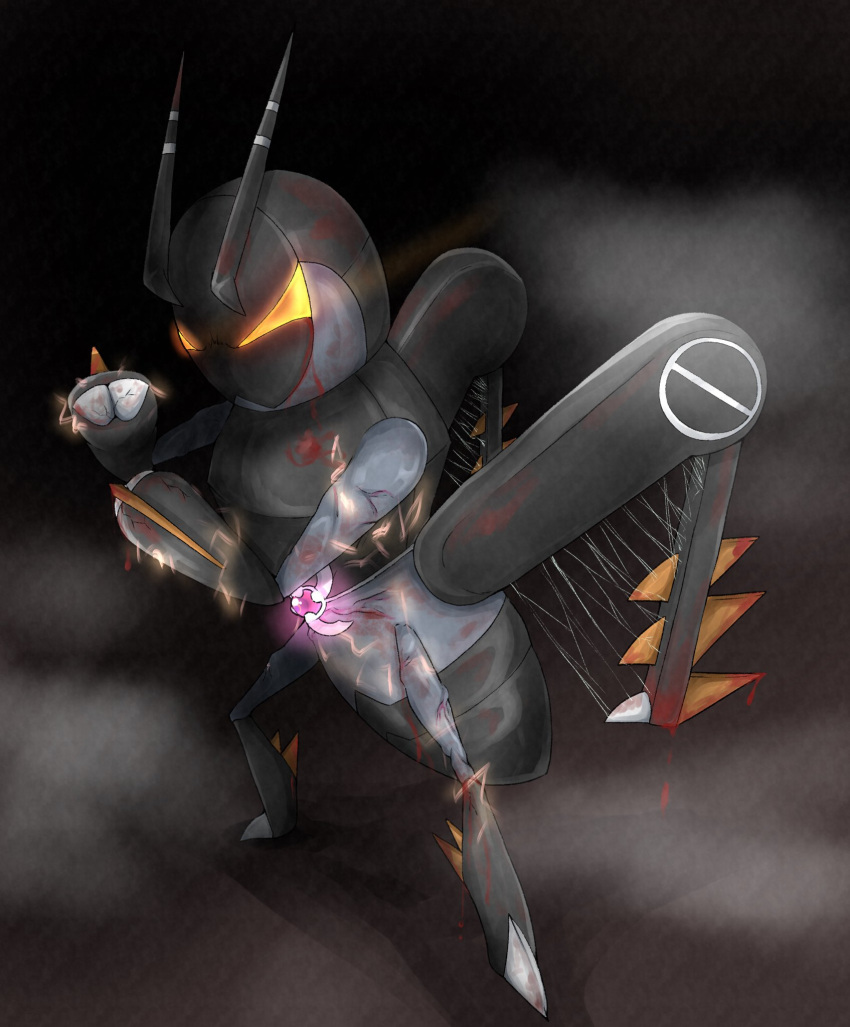 antennae, belt, bug, century_king_sun_driver, claws, commentary_request, full_body, glowing