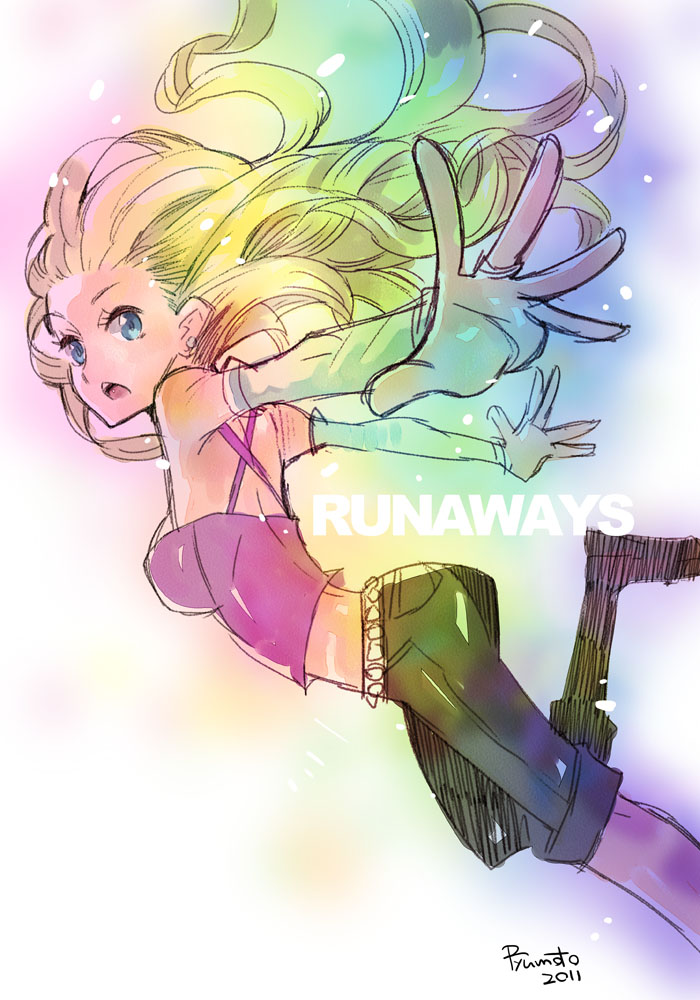 belt, blonde_hair, blue_eyes, breasts, earrings, hamamoto_ryuusuke, jewelry, karolina_dean