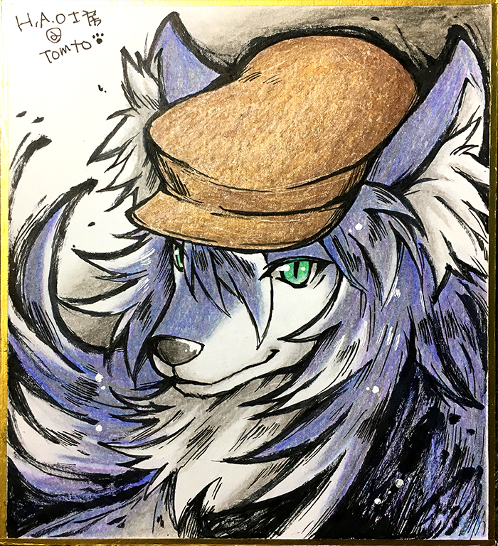 1boy, animal_ears, brown_hat, closed_mouth, commentary_request, fate/grand_order, fate_(series), furry, furry_male, grey_fur, grey_hair, hat, looking_at_viewer, male_focus, patxi_(fate), smile, tomto, upper_body, wolf_boy, wolf_ears