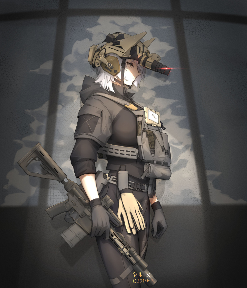 bulletproof_vest, commission, dated, earphones, gloves, helmet, highres, night_vision_device