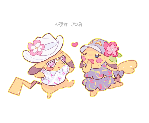 ;d, bow, closed_mouth, clothed_pokemon, flower, hat, hat_flower, heart