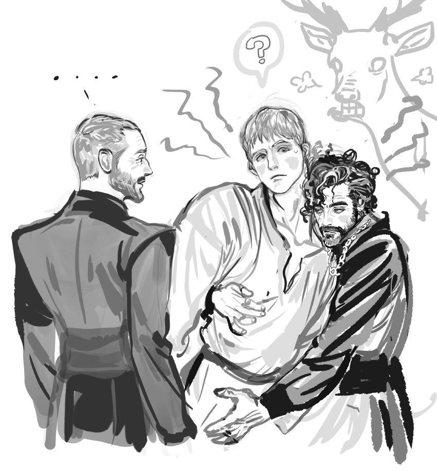 ..., 3boys, ?, a_knight_of_the_seven_kingdoms, a_song_of_ice_and_fire, absurdres, arm_around_waist, baelor_targaryen