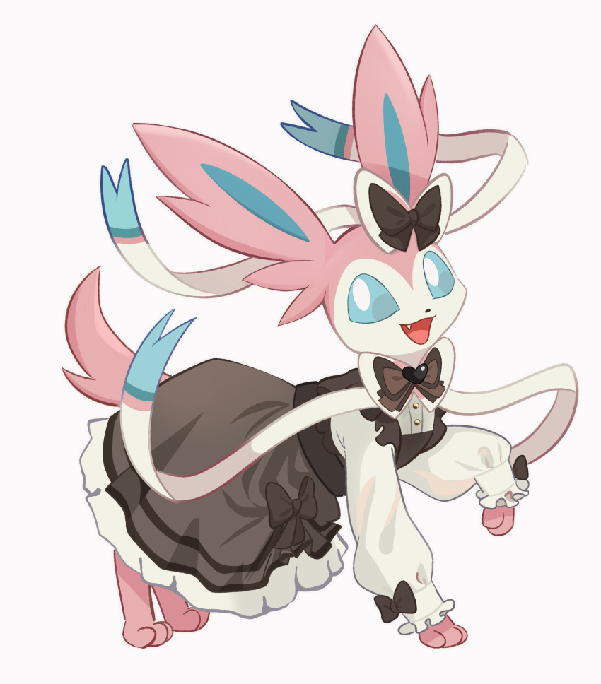:d, absurdres, animal_focus, blue_eyes, bow, bright_pupils, brown_bow, brown_dress