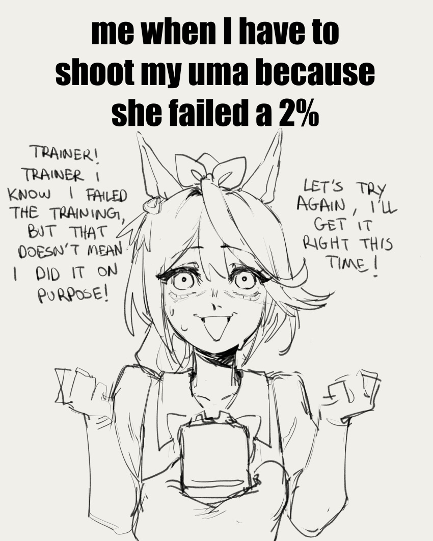 absurdres, english_text, hair_ornament, highres, imminent_death, looking_at_viewer, me_when_i_have_to_shoot_my_dog_because_i'm_bored_(meme), meme