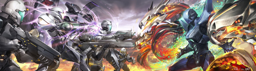 ario, arm_cannon, armor, assault_visor, confrontation, full_armor, galactic_federation_trooper, glowing