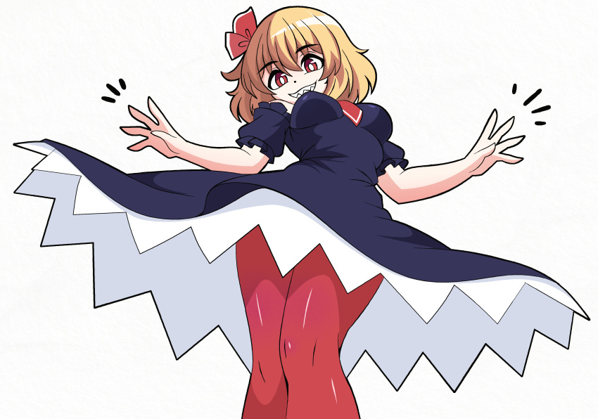 1girl, absurdres, alternate_costume, blue_dress, breasts, detached_sleeves, dress, from_below