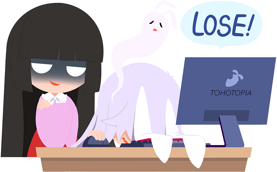 2girls, animal_ears, artist_request, black_hair, bow, bowtie, collared_shirt, computer_keyboard