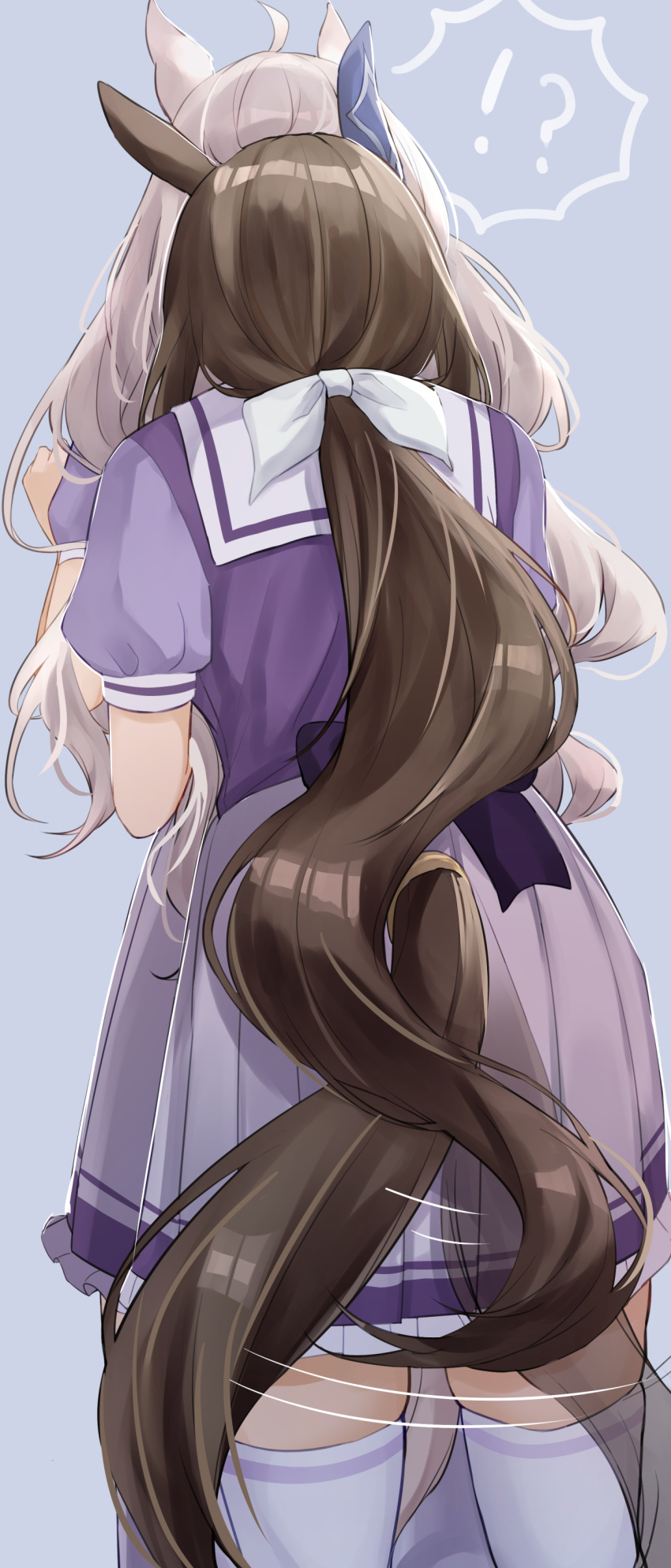 !?, 2girls, absurdres, admire_vega_(umamusume), animal_ears, az_nyam, biwa_hayahide_(umamusume), brown_hair