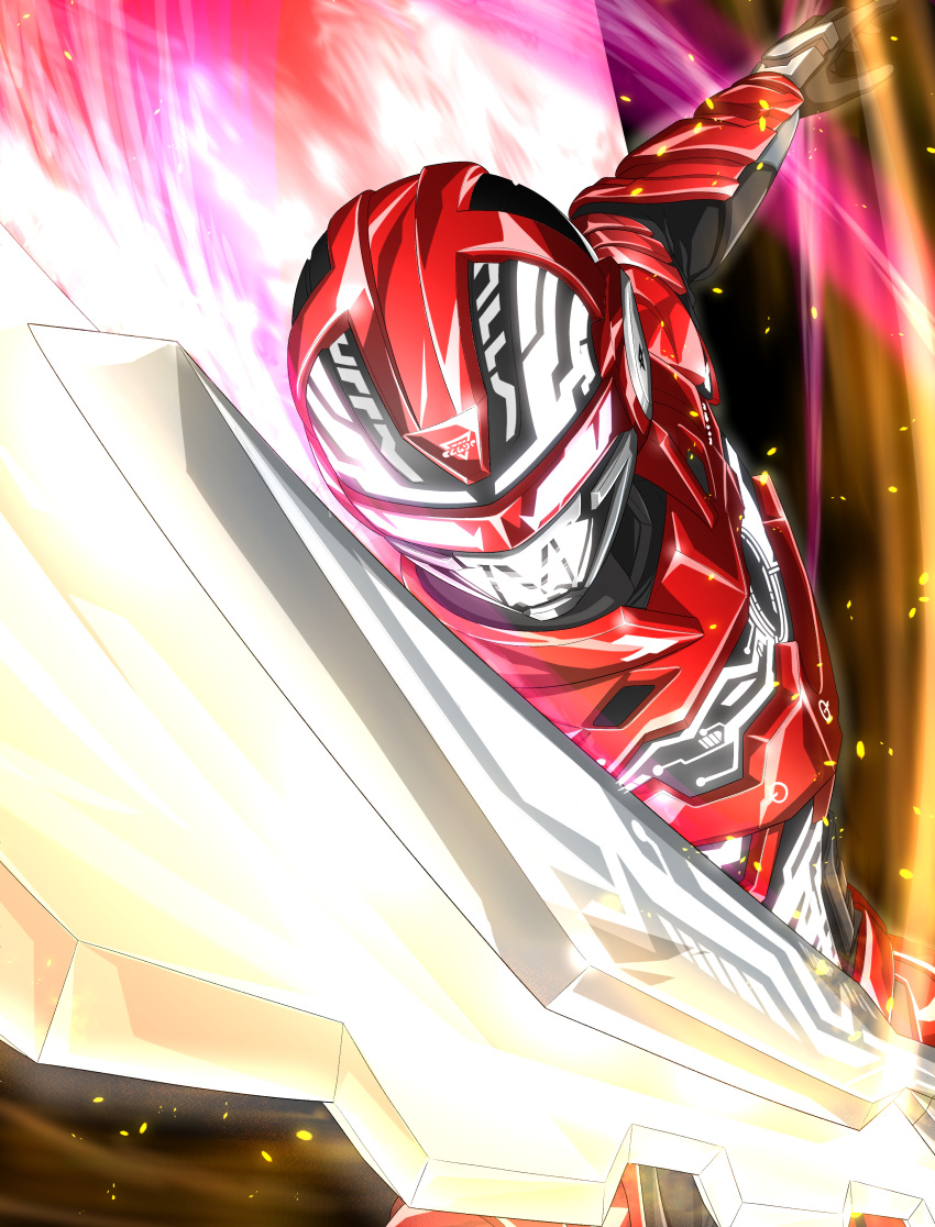 1boy, absurdres, armor, armored_bodysuit, black_bodysuit, bodysuit, character_mask, chou_uchuu_keiji_gavan_infinity