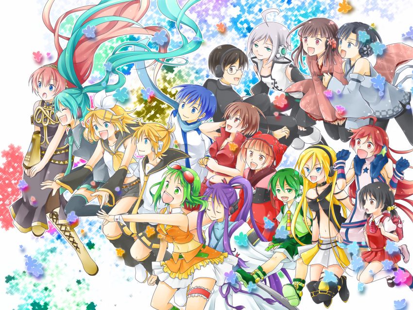 6+boys, 6+girls, asagi_(seal47), earmuffs, everyone, gachapoid, group, gumi