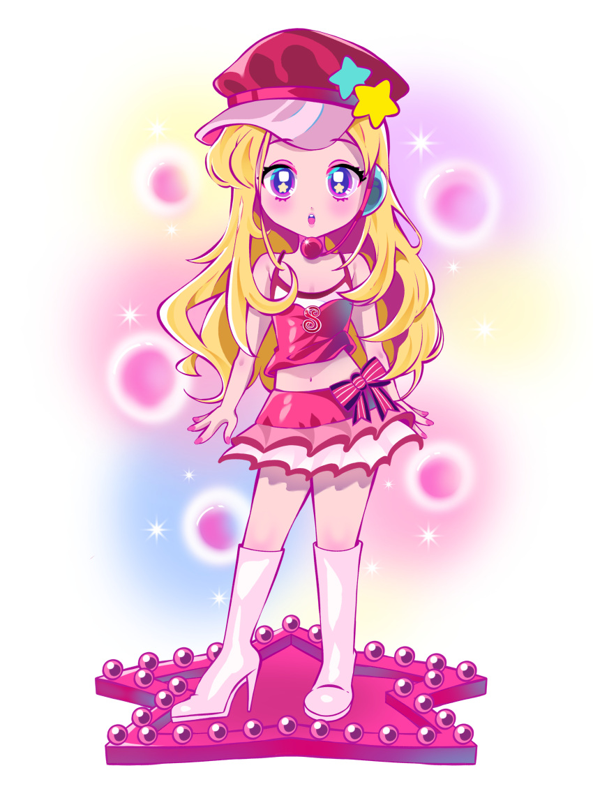 1girl, :o, absurdres, avata_star_sue, blonde_hair, blush, boots, bow