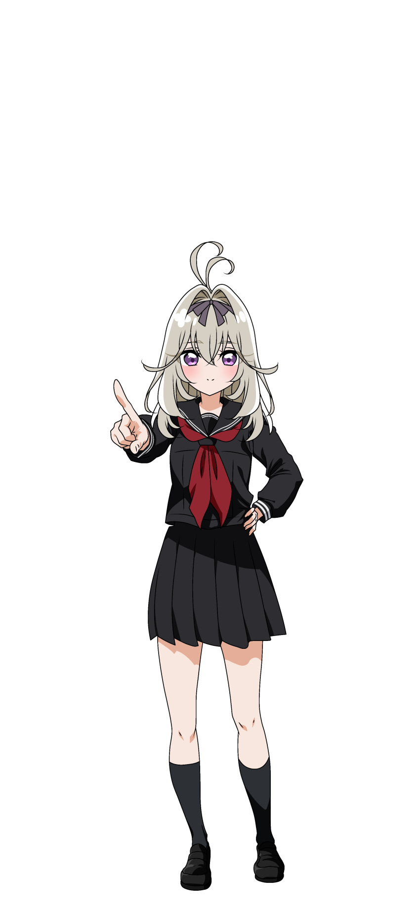 1girl, absurdres, alternate_costume, antenna_hair, bilingual_commentary, black_ribbon, black_sailor_collar, black_shirt